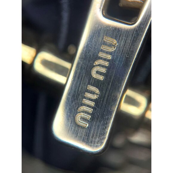 Miu Miu Black Nylon Short-Sleeve Jacket With Gold Zipper Details & Adjustable Wa - Picture 6 of 12